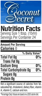 coconut vinegar nutrition facts label