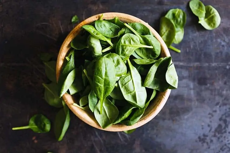 bowl of fresh spinach