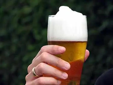 frothy beer glass