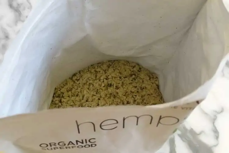 bag of organic hemp seeds