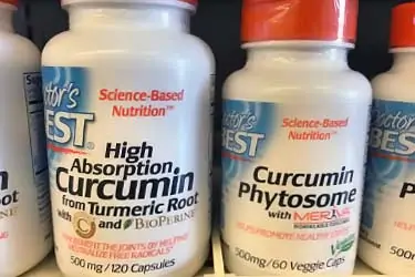 Doctor's Best curcumin bottles, Meriva and Bioperine