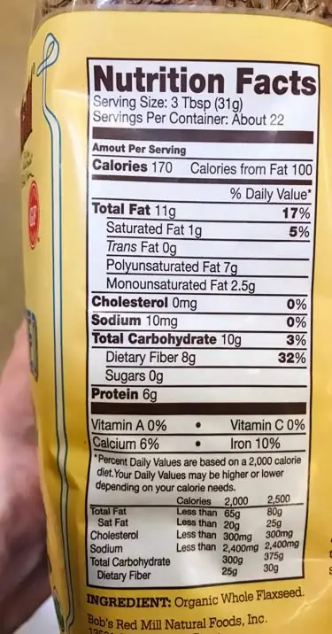 flax nutrition facts