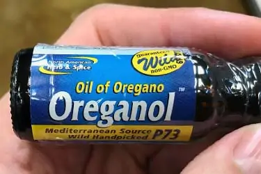 blue label Oreganol P73 bottle