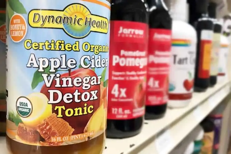 organic ACV detox drink with honey and lemon