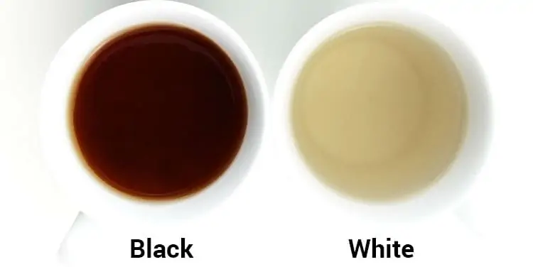 what white tea looks like compared to black tea