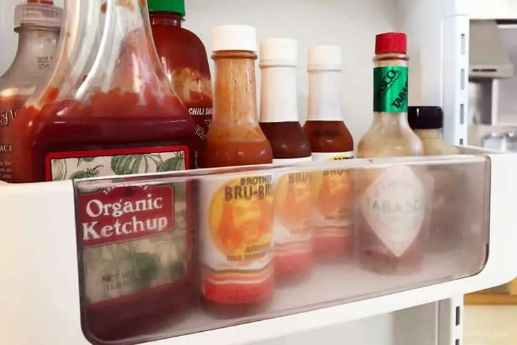 Brother Bru Bru's hot sauce in refrigerator