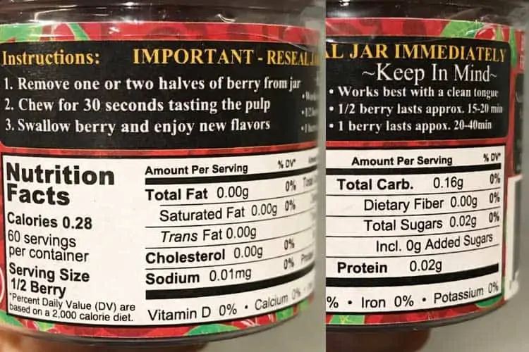 miracle berry nutrition facts