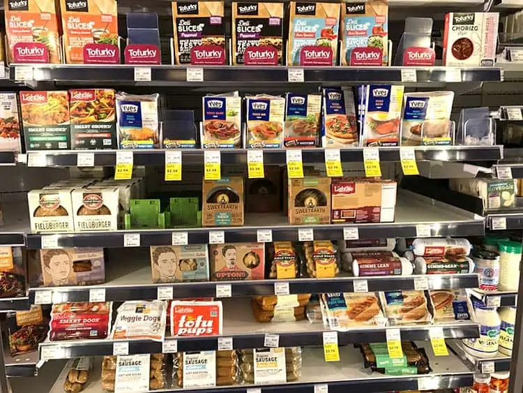 brands of seitan and other imitation meats at grocery store