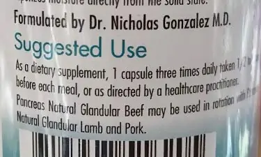 Dr. Nicholas Gonzalez glandular beef dosing instructions