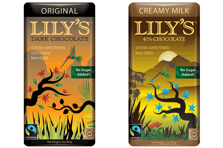 Lily's dark and milk chocolate bars made with stevia